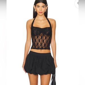 Revolve Gaia Halter Lace Top in Black More to Come Size Medium NWT